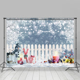Lofaris White Snow Tree Fence Snowman Gift Backdrops